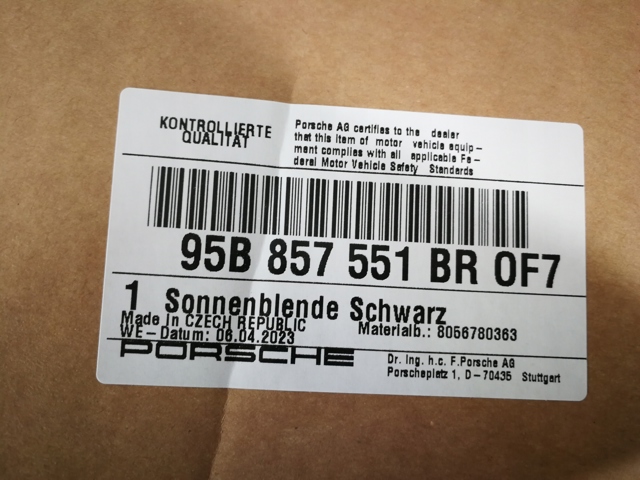 Козирок сонцезахисний автомобіля Porsche 95B857551BROF7 ціна, від 205.34 USD