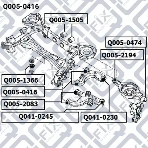 Сайлентблок нижнього важеля передньої підвіски Q-fix Q0050416 ціна, від 7.74 USD