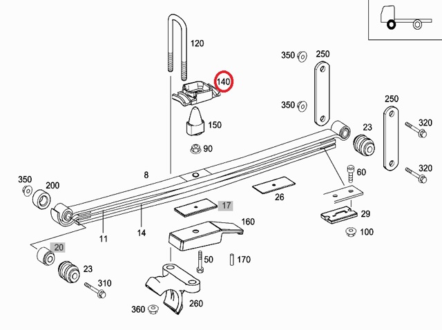 Стремянка ресори (TRUCK) A9703220009 Mercedes