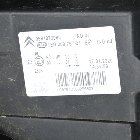 Фара ліва 9681873980 Peugeot/Citroen