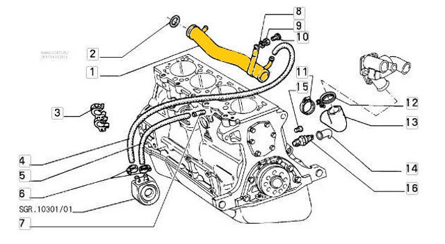 Шланг/патрубок системи охолодження Fiat/Alfa/Lancia 7597178 ціна, від 59.46 USD