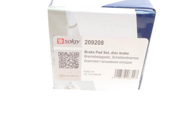 Передні тормозні колодки 209208 Solgy