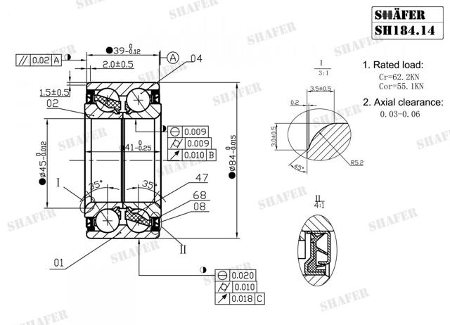 Комплект підшипник маточини передньої Shafer SH18414K ціна, від 22.40 USD