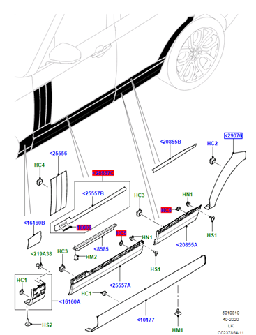 Молдинг заднього правого крила CK5228370AD Land Rover