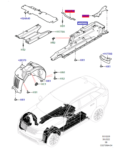 Захист днища передній правий LR092677 Land Rover
