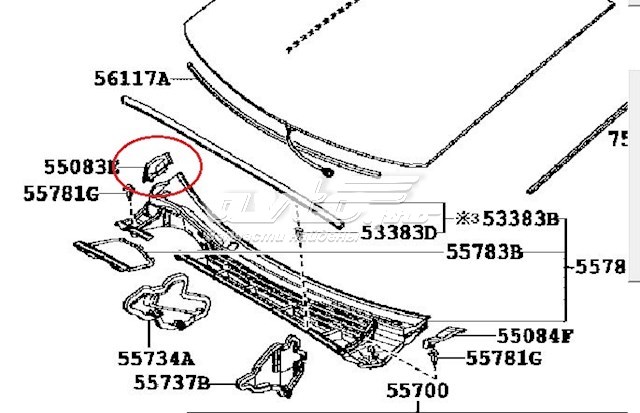 Купити 5508347020 Toyota Заглушка жабо збоку