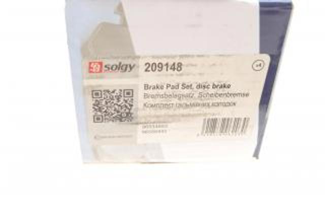 Передні тормозні колодки 209148 Solgy