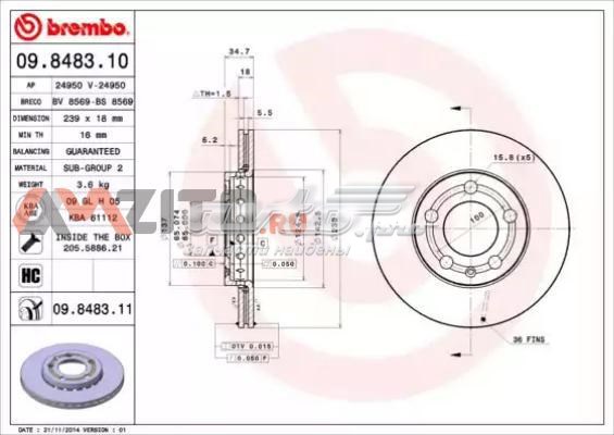 Гальмівні диски передні 9848311 Brembo
