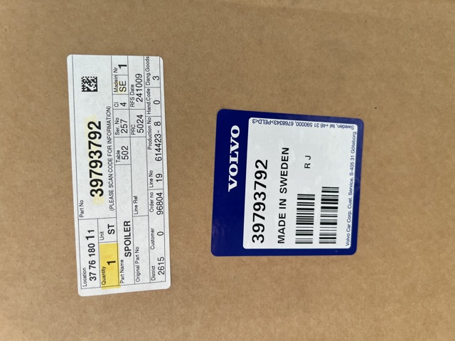 Сплитер переднього бампера Volvo 39793792