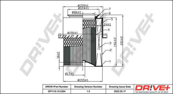 Фільтр повітряний DP1110100284 Dr!ve+