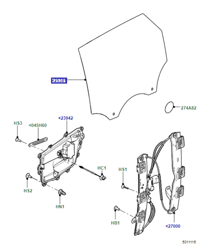LR093213 Land Rover Скло задніх дверей, лівих
