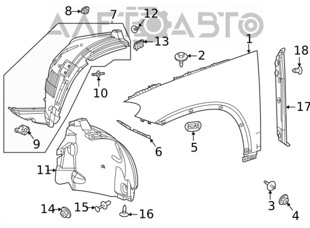 Купити A1678802300 Mercedes Крило переднє ліве
