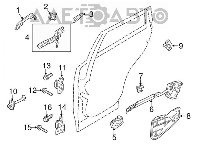 Купити KD5372240A Mazda Дверний шарнір задній правий