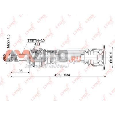 Піввісь (привід) передня, права CD1086A Lynxauto