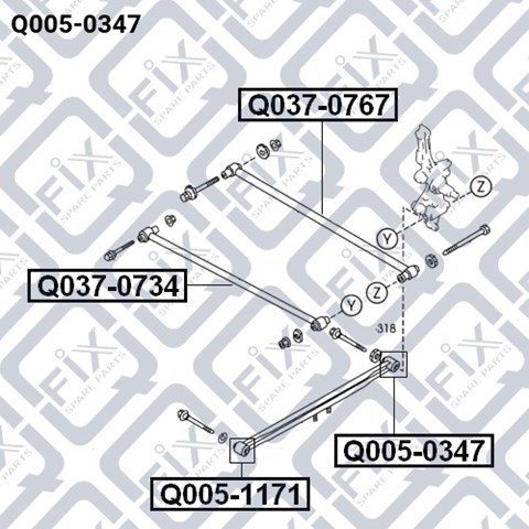Сайлентблок заднього поздовжнього важеля, задній Q0050347 Q-fix