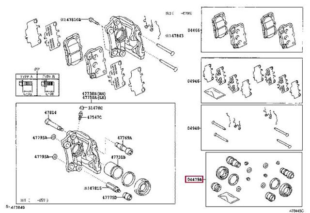 0447922170 Toyota Ремкомплект заднього гальмівного супорта