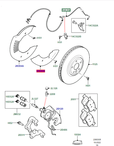Датчик зносу гальмівних колодок, передній LR090683 Land Rover