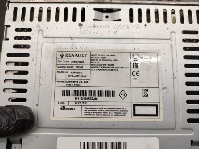 Магнітола (радіо AM/FM) Renault (RVI) 281153959R ціна, від 125.46 USD