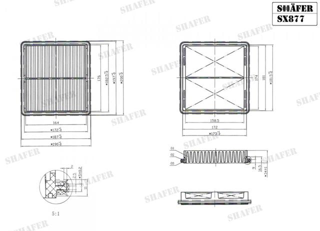 SX877 Shafer Повітряний фільтр двигуна