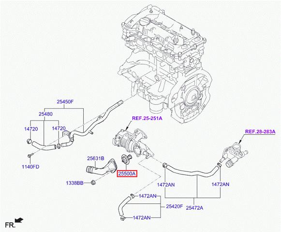Автомобільний термостат Hyundai/Kia 255002E272 ціна, від 23.39 USD