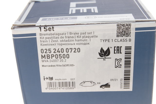 Гальмівні колодки Meyle 252400720 ціна, від 26.24 USD