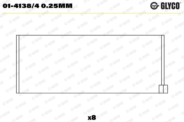Купити 0141384025MM Glyco Вкладиші колінвала, шатунні, комплект, 1-й ремонт (+0,25)