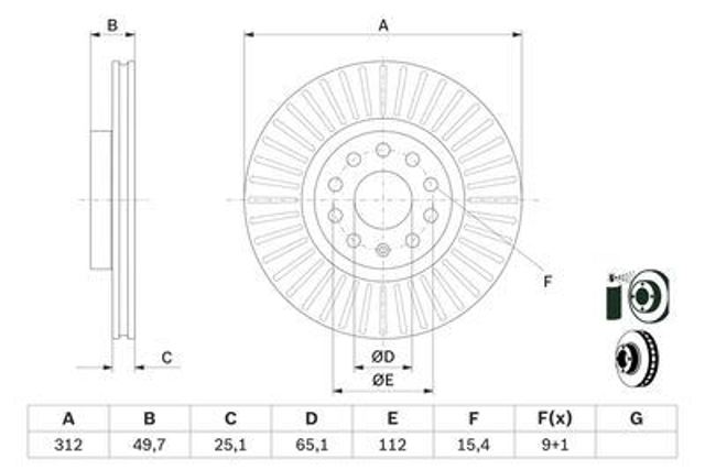 986479932 Bosch Гальмо дискове переднє