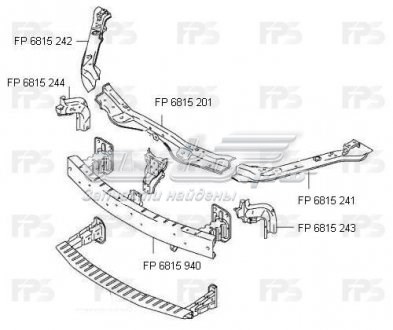 Супорт радіатора правий/монтажна панель кріплення фар FPS FP6815242 ціна, від 15.72 USD
