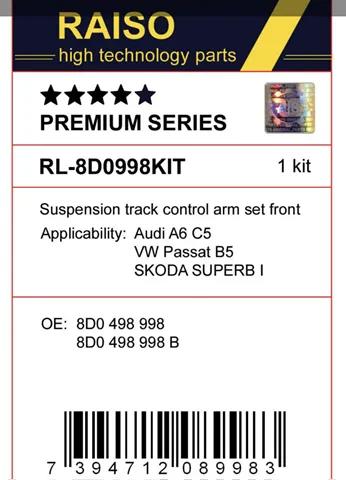 Комплект передніх важелів Raiso RL8D0998SKIT ціна, від 164.31 USD