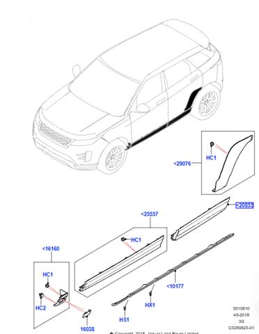 LR137421 Land Rover Накладка задніх лівих дверей, нижня