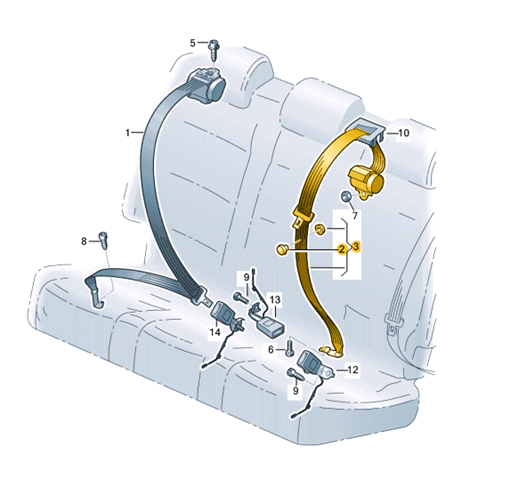 Пасок безпеки задній центральний VAG 5NN857807RAA ціна, від 17.68 USD
