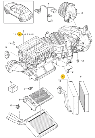  Радіатор кондиціонера салонний, випарник Porsche Cayenne 2