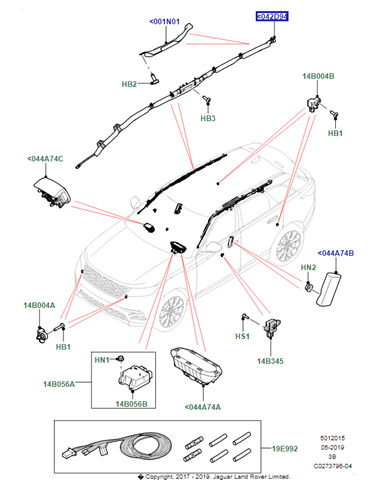 Купити LR091967 Land Rover Подушка безпеки, шторка бічна, ліва, AIRBAG