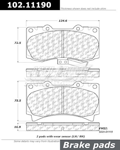 Купити 10211190 Centric Parts Колодки гальмівні передні, дискові
