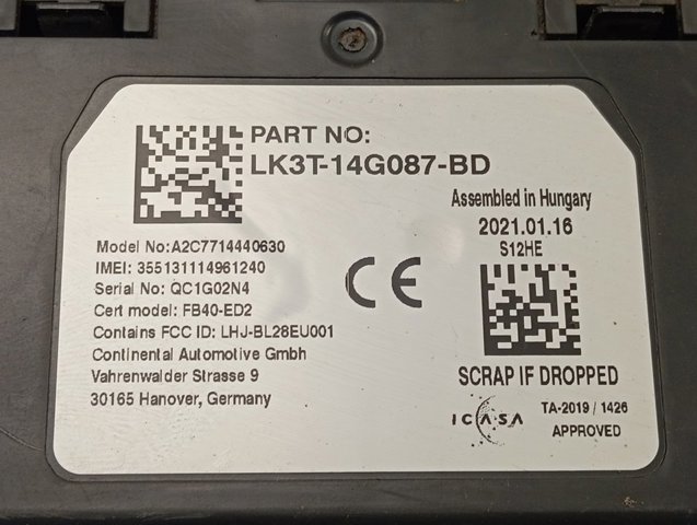 LK3T14G087BD Ford 