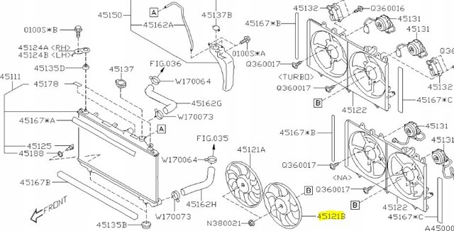 45121AN01A Subaru Вентилятор радіатора охолодження, лівий