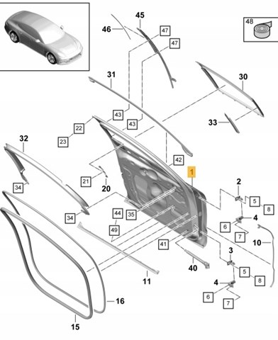 971831021YGRV Porsche Дверь передня ліва