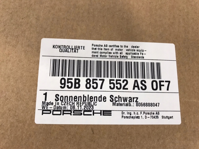 Козирок сонцезахисний автомобіля Porsche 95B857552ASOF7 ціна, від 76.27 USD