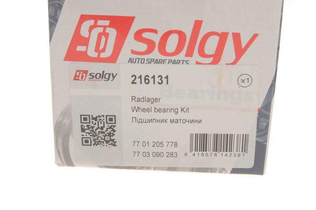 Комплект підшипник маточини передньої Solgy 216131 ціна, від 11.85 USD