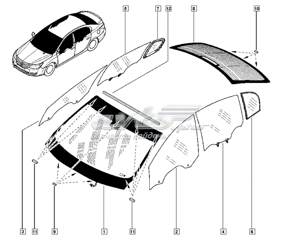 Скло лобове Renault (RVI) 727129067R
