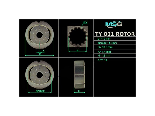 TY001ROTOR MSG ротор насосу гідропідсилювача керма (гпк)