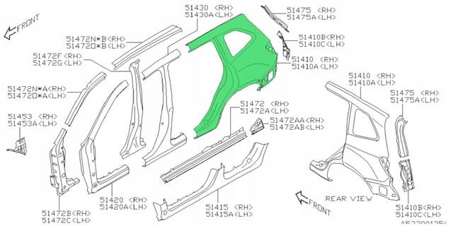 Крило заднє Subaru 51439SJ0109P ціна, від 719.29 USD