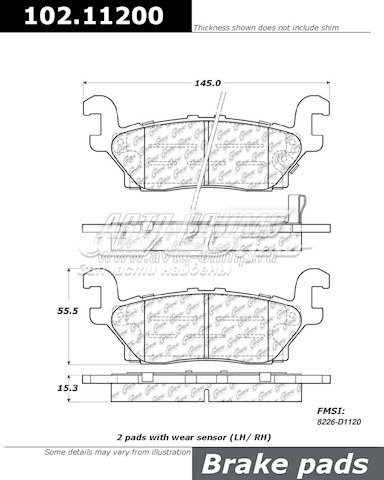 Задні гальмівні колодки 10211200 Centric Parts
