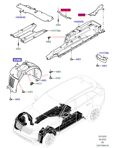 LR108973 Land Rover Підкрилок переднього крила, лівий