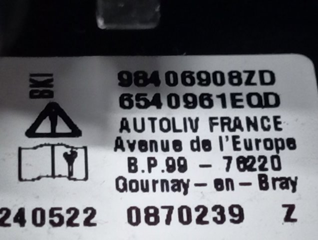 Подушка AIRBAG передня ліва Peugeot/Citroen 98406908ZD