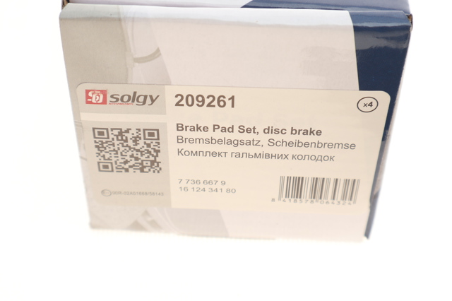 Задні дискові колодки Solgy 209261