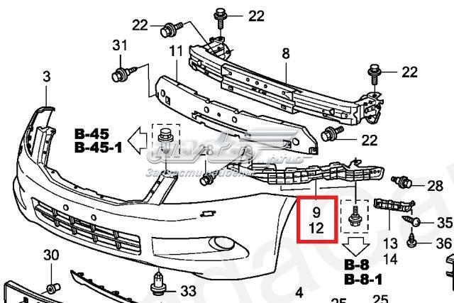  Кронштейн бампера переднього, правий Honda Accord 8