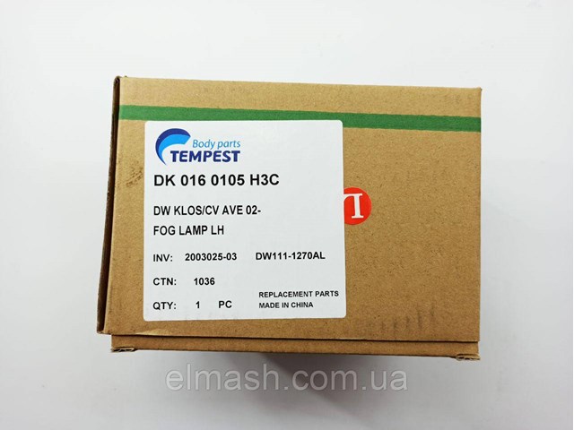 Фара протитуманна, ліва 0160105H3C Tempest