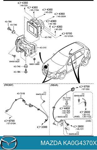 Купити KA0G4370X Mazda Датчик АБС (ABS) передній