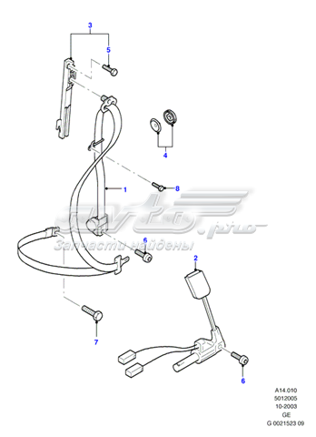 Ремінь безпеки передній правий 1383601 Ford